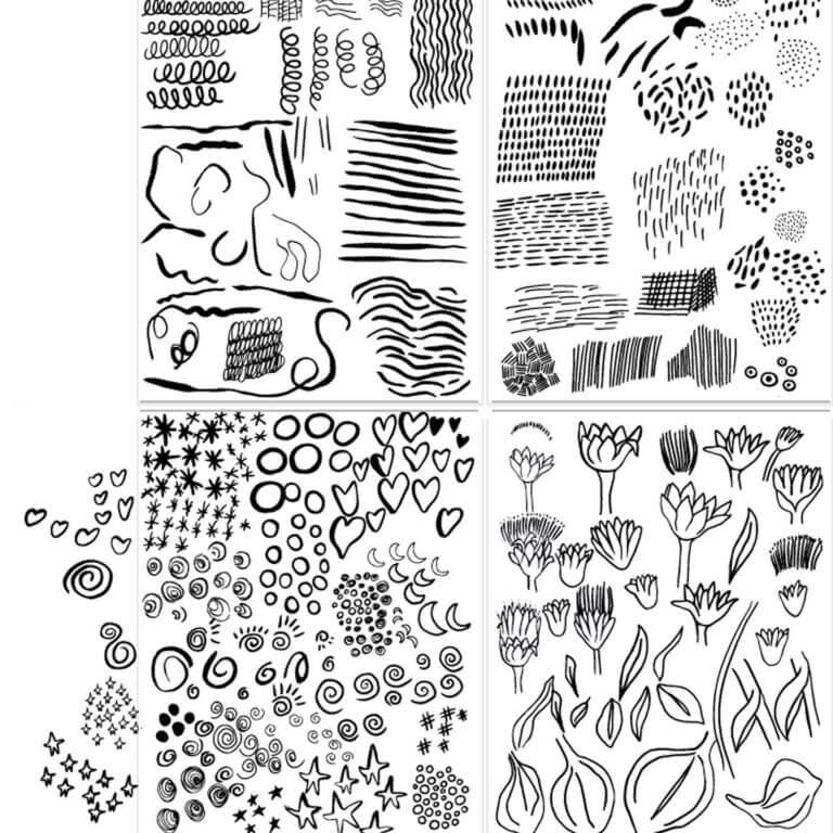 Motifs and sketches of flowers