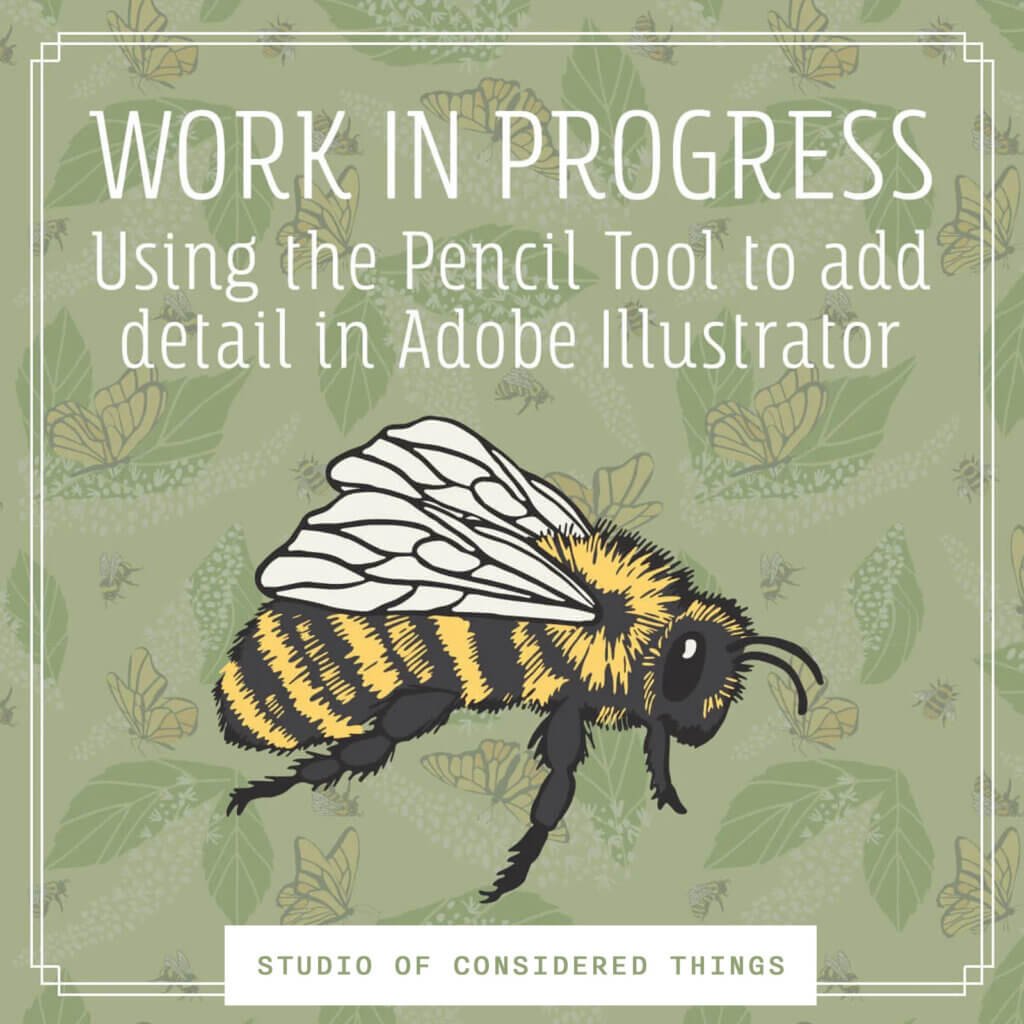 Work in Progress: using the pencil tool to add detail in Adobe Illustrator